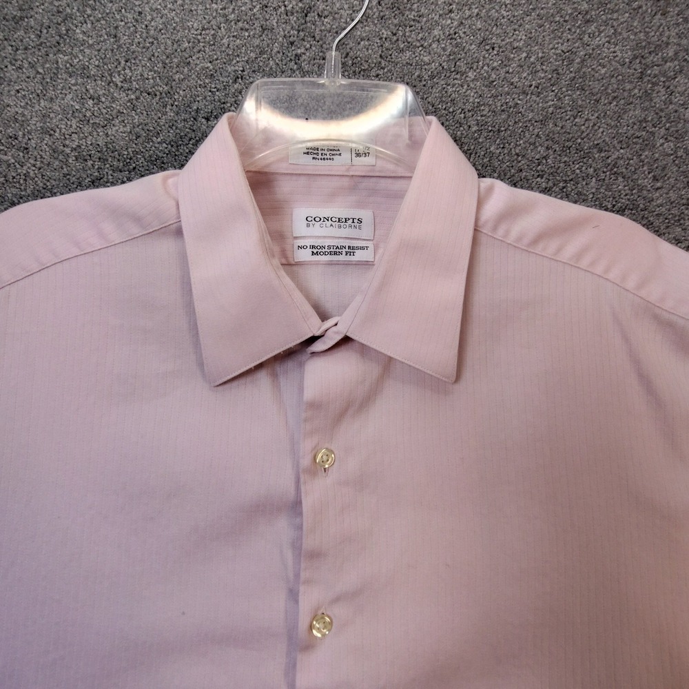 Concepts by Claiborne Casual Shirt Mens XL 17.5 36/37 Pink Short Sleeve Good